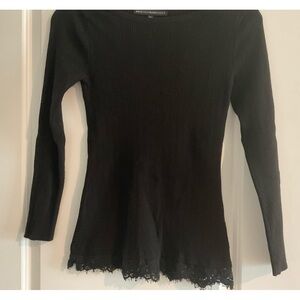 Gently used White House black market sweater Black with lace trim